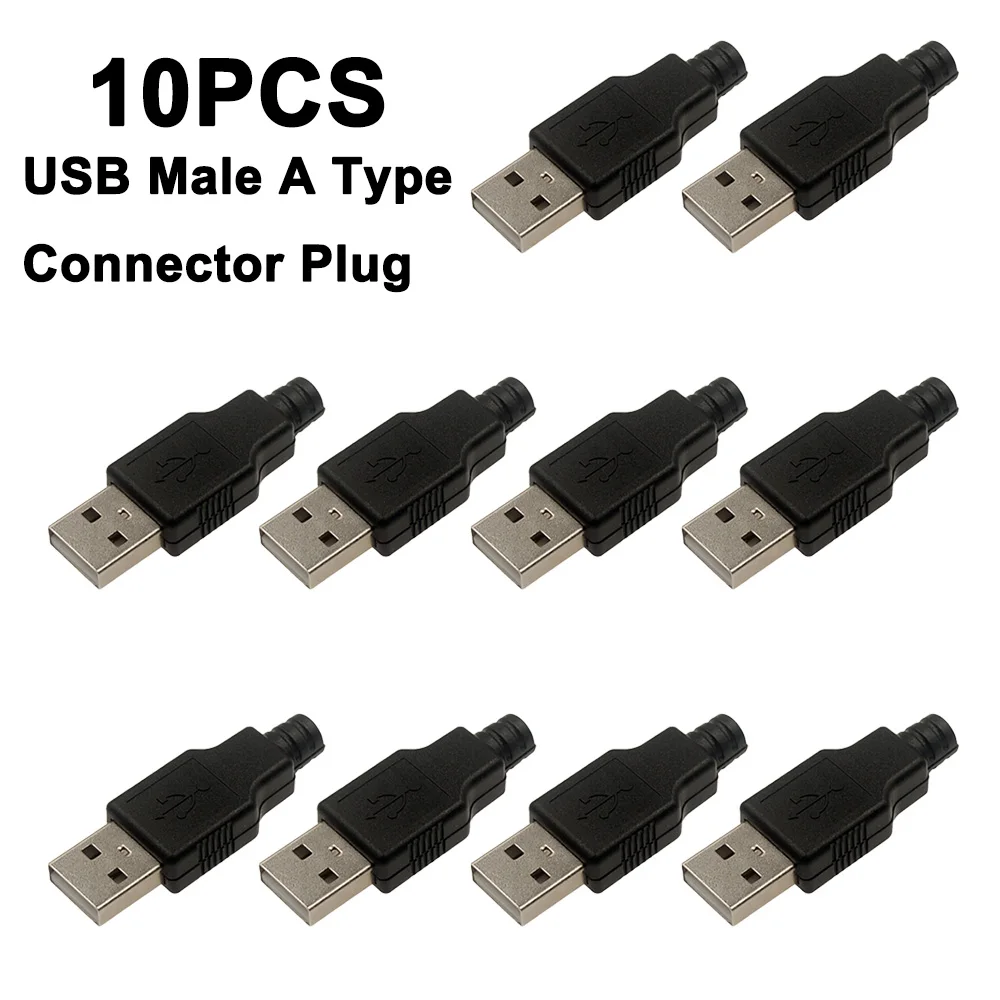 10pcs/lot USB Male 4Pin A Type Plug Connector with Plastic Cover for Data Connection Interface Charging