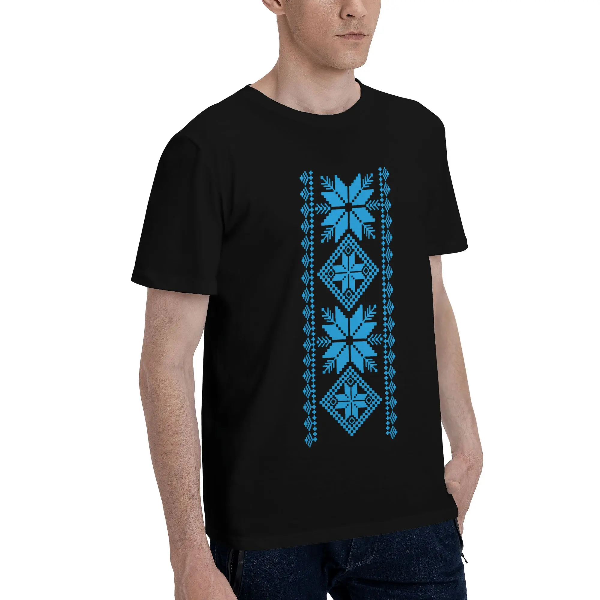Ukrainian Vyshyvanka T-Shirts for Men Symbols of Ukraine Funny 100% Cotton Tee Shirt Crewneck Short Sleeve T Shirt Clothes