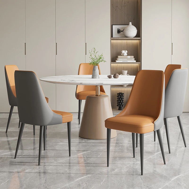 Simple Leather dining chair Nordic dining room backrest stool design Restaurant cafe Waiting vanity chair minimalist Furniture