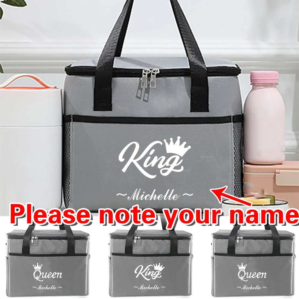 

Персонализированный индивидуальный пакет для обеда с именем, портативный студенческий ланч-бокс, практичная сумка для кемпинга с верхней ручкой, термосумка большой вместимости