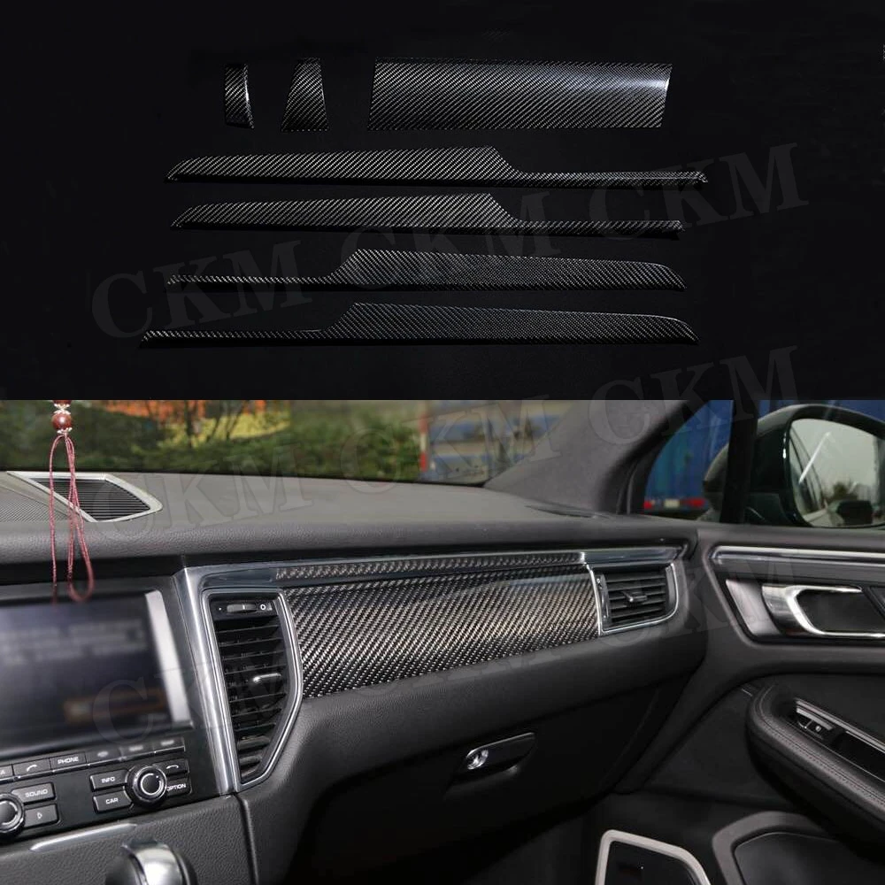 

Dry Carbon Fiber Central Console Dashboard Panel Cover Door Handle Trim Stickers for Porsche Macan 2014-2019