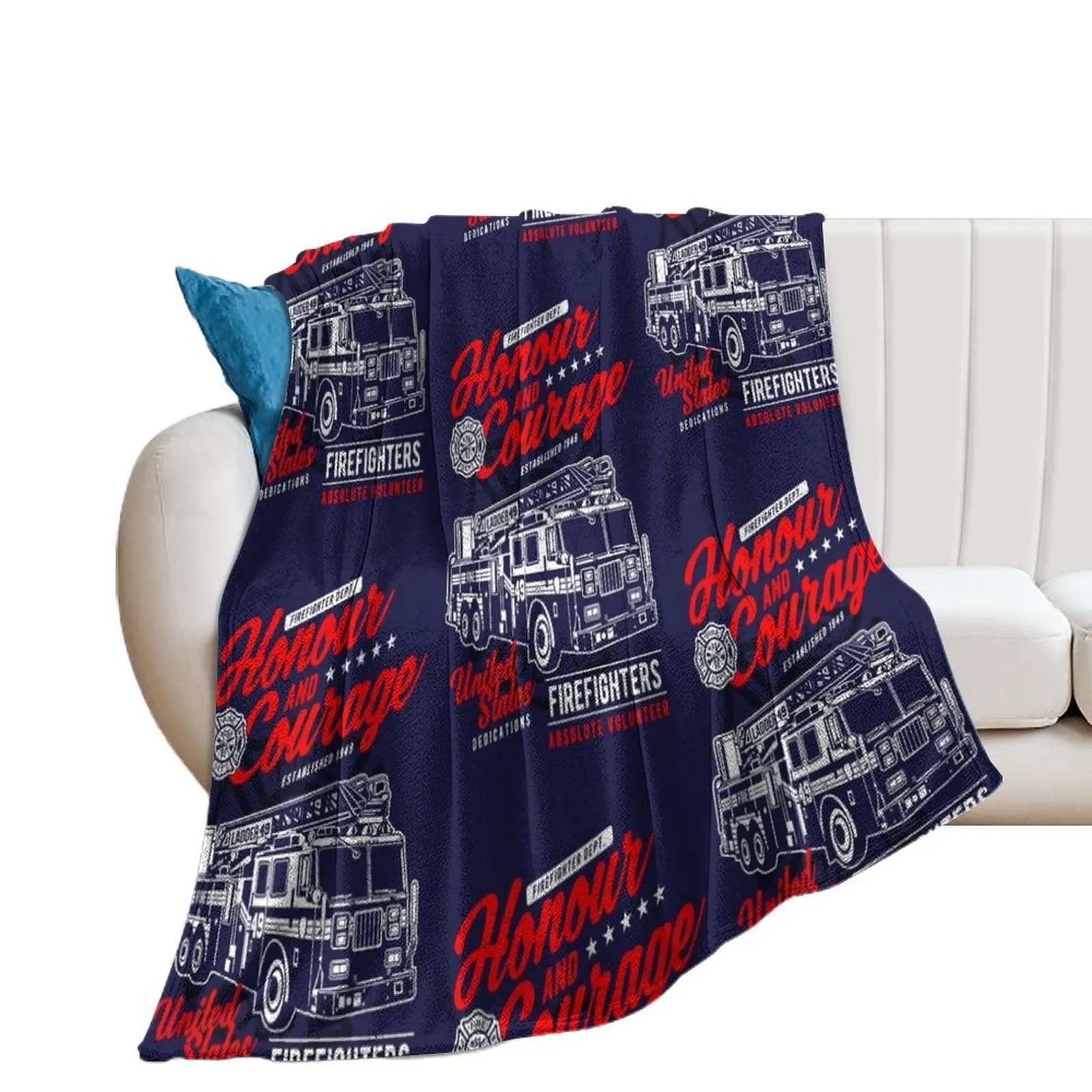 Honour And Courage. Fire Department. Throw Blanket For Sofa Thin Personalized Gift Luxury Designer Blankets