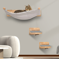Cat Shelf Wall Hammock Climbing Shelves Wall Mounted Perches Ladder Solid Wood Steps For Activity Indoor Cats Wall Furniture