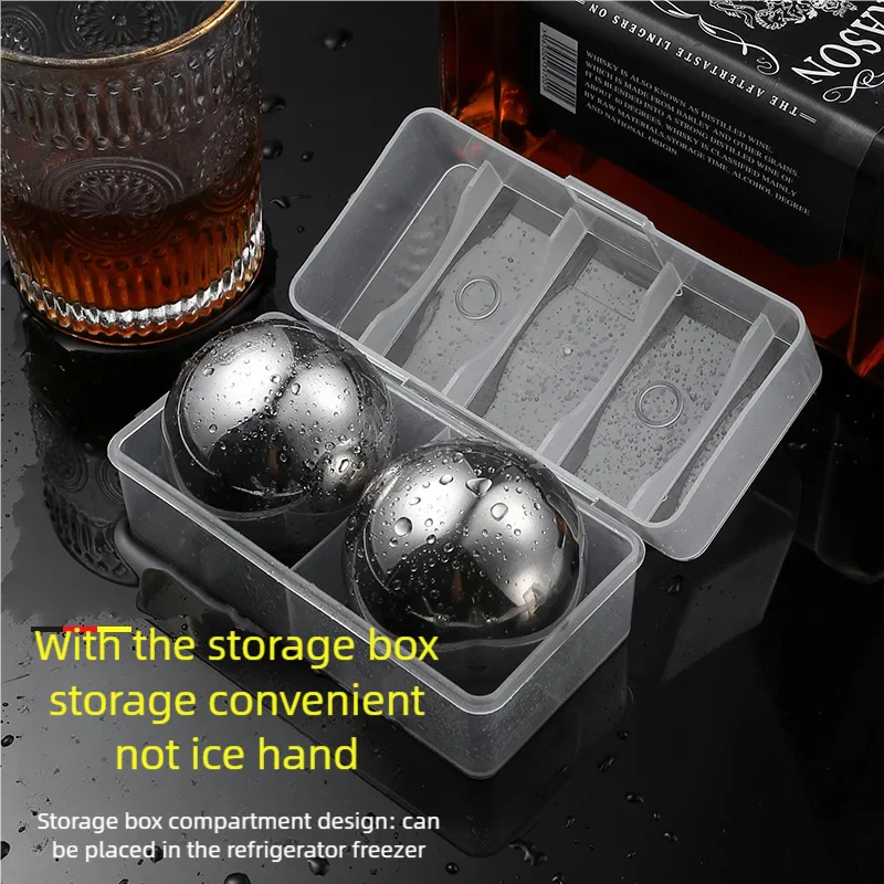 Reusable 304 Stainless Steel Ice Hockey, Whiskey Frozen Tartar Ice, Quick Cooling Ball Shaped Ice, Beauty Round Ice Wave Ball