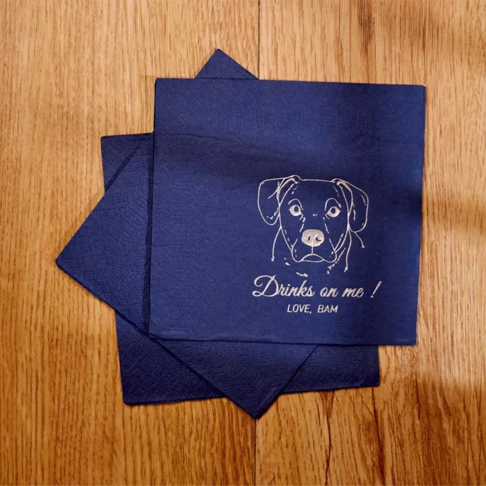 50 pcs Custom Illustrated Dog Wedding Napkins,Pet Wedding Napkins,Pet Wedding Cocktail Napkins,Pet Portrait,Party Napkins