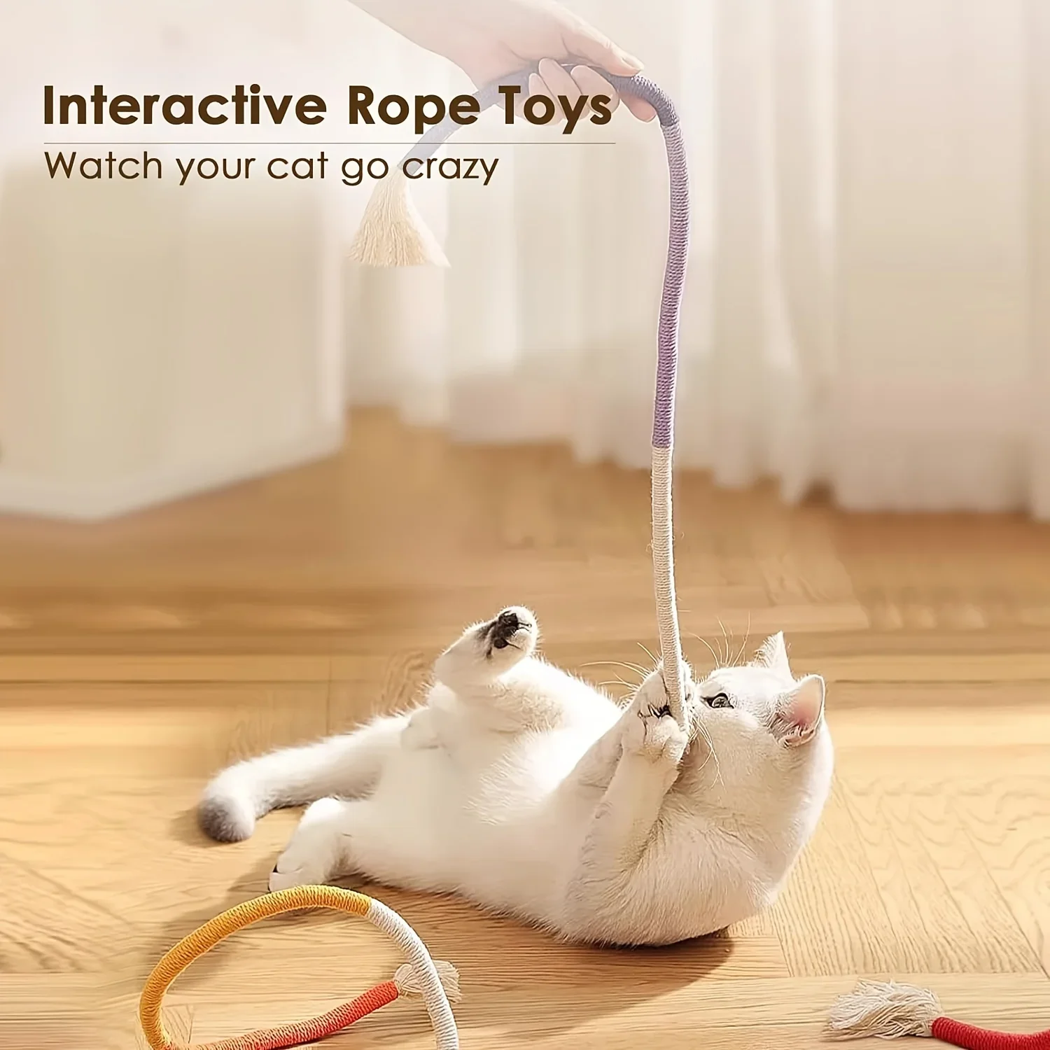 1pc Whimsical Cotton Rope Cat Toys Interactive Playmates with Silvervine Fruit for Teeth Cleaning Handmade Linen Chew Toys