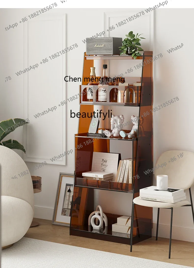 

ss7304 Acrylic Floor Magazine Bookshelf and Storage Shelf TV Cabinet Sofa Side Cabinet Combination Multi-Layer Bookcase
