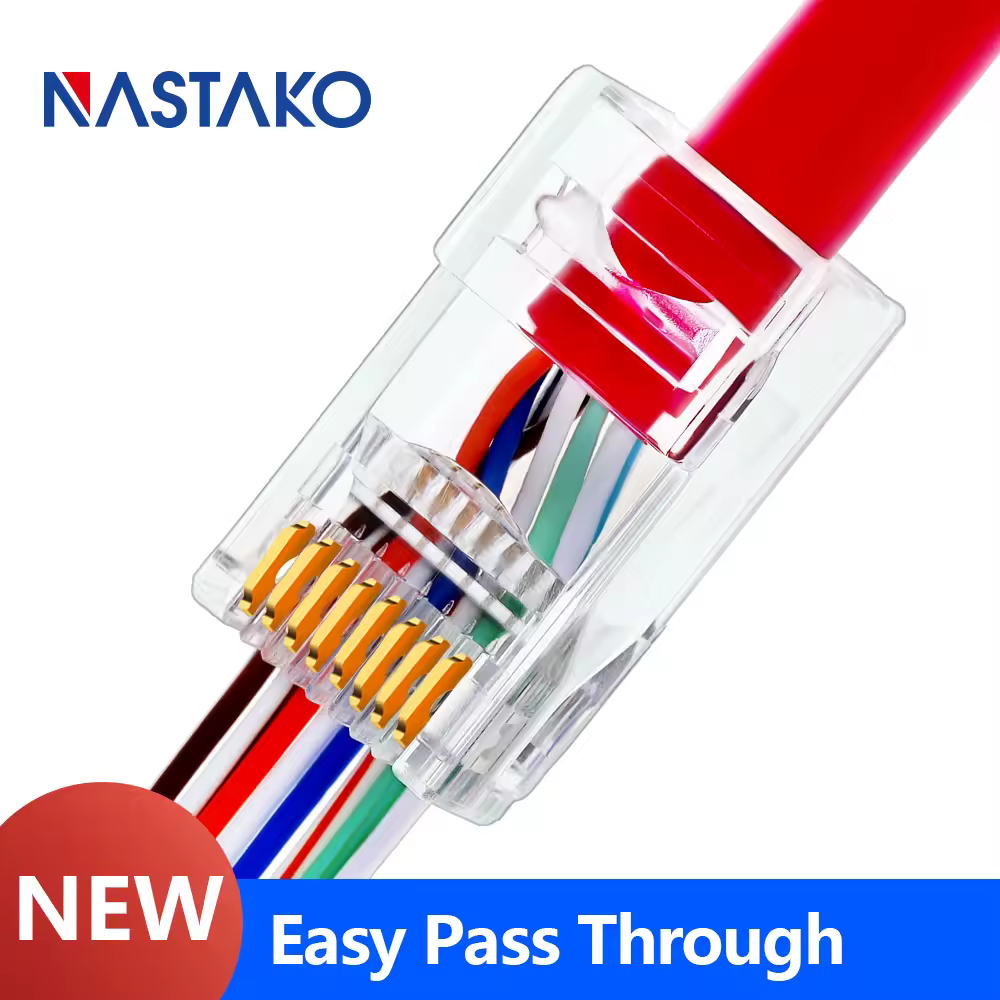 Passat-conector RJ45, conector Cat5, Cat5e, Cat6, Cat6A, UTP, chapado en oro, enchufe Modular RJ45, 8P8C, Cable de red 1,0/1,1/1,2, conector