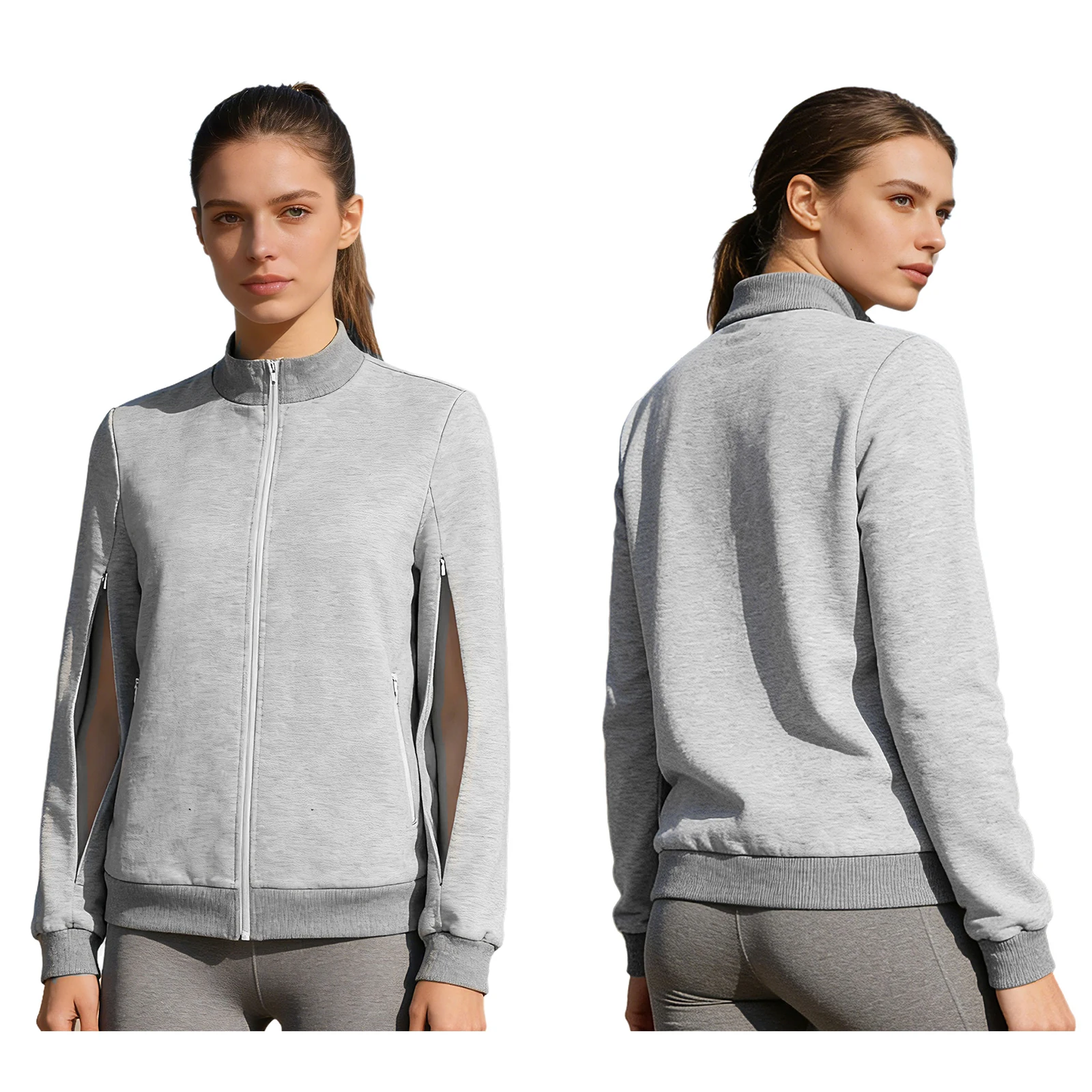 Dames Dialyse Sweatshirt Tops Casual dagelijks gebruik Lange mouwen met verborgen ritszakken Hemodialyse Adaptieve jas Bovenkleding