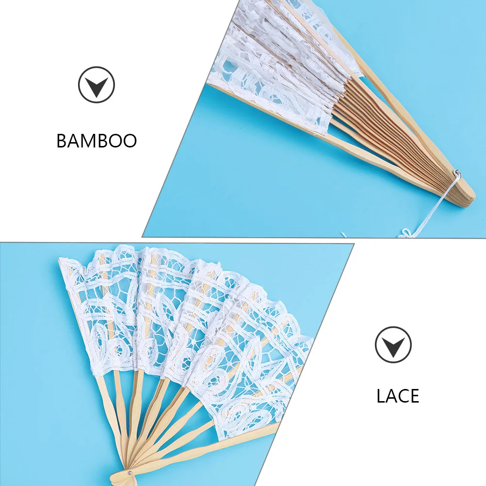 

2Pcs Chinese Folding Fans Vintage Lace Elegant Tassel Handheld Fan Lightweight Portable Wedding Party Dancing Accessory