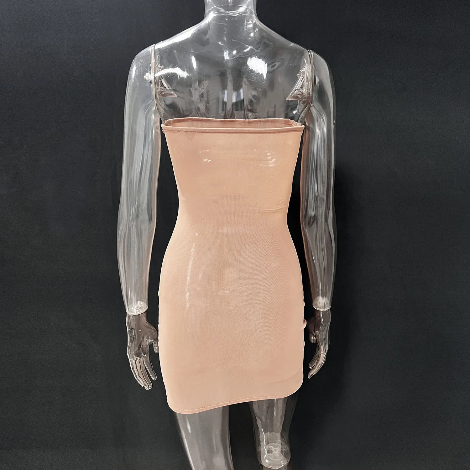 Damen Sommer Sexy Trägerloses Mesh Bodycon Minikleid Nahtloses Transparentes Top Unterkleid Sexy Schlankmachende Lingerie für Party Hochzeit – Detail 5
