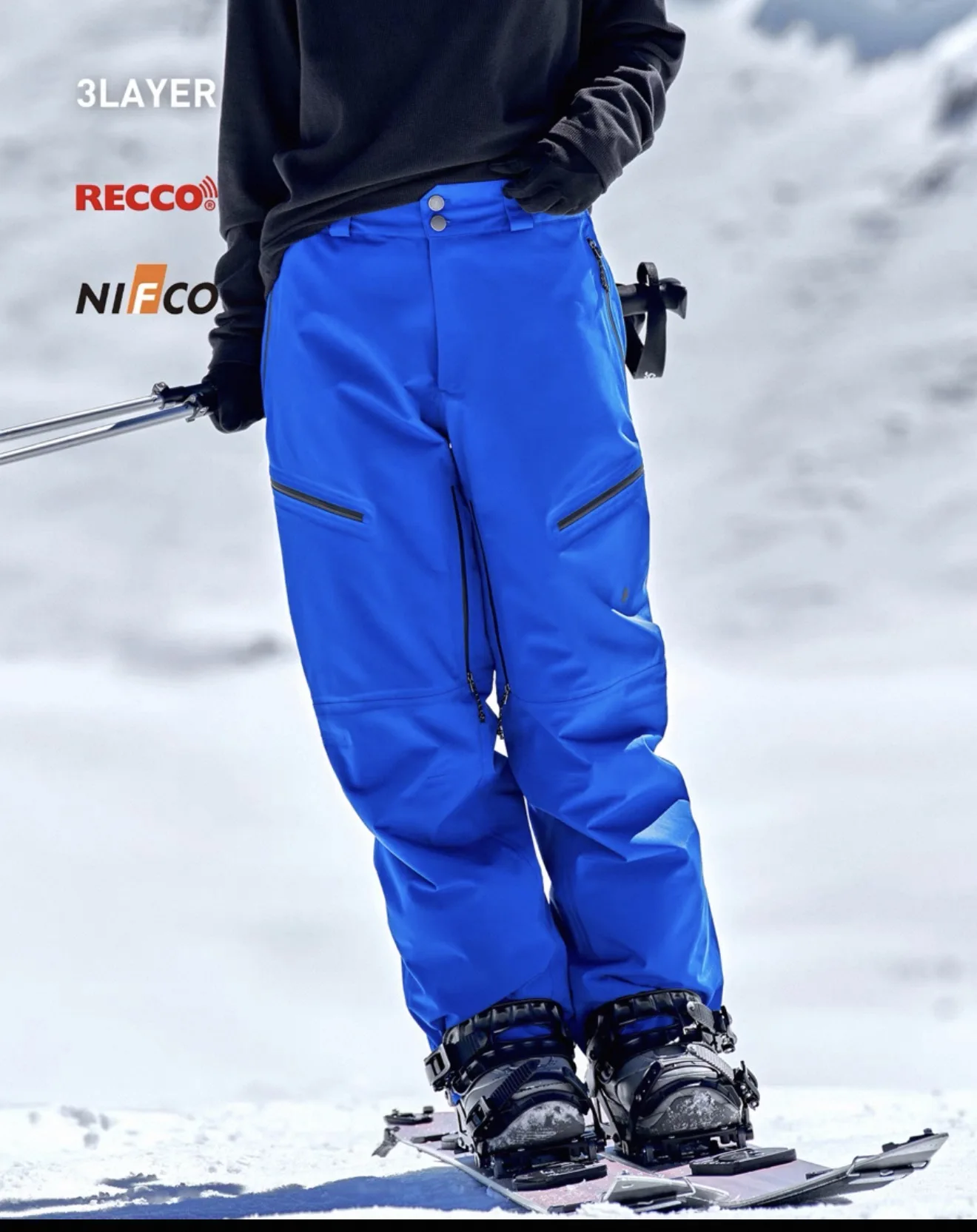 

AWKA Ski Pants Waterproof Windproof Thermal 3-Layer Fabric Snowboard Pants for Men Women Winter Outdoor Warm Breathable Trousers