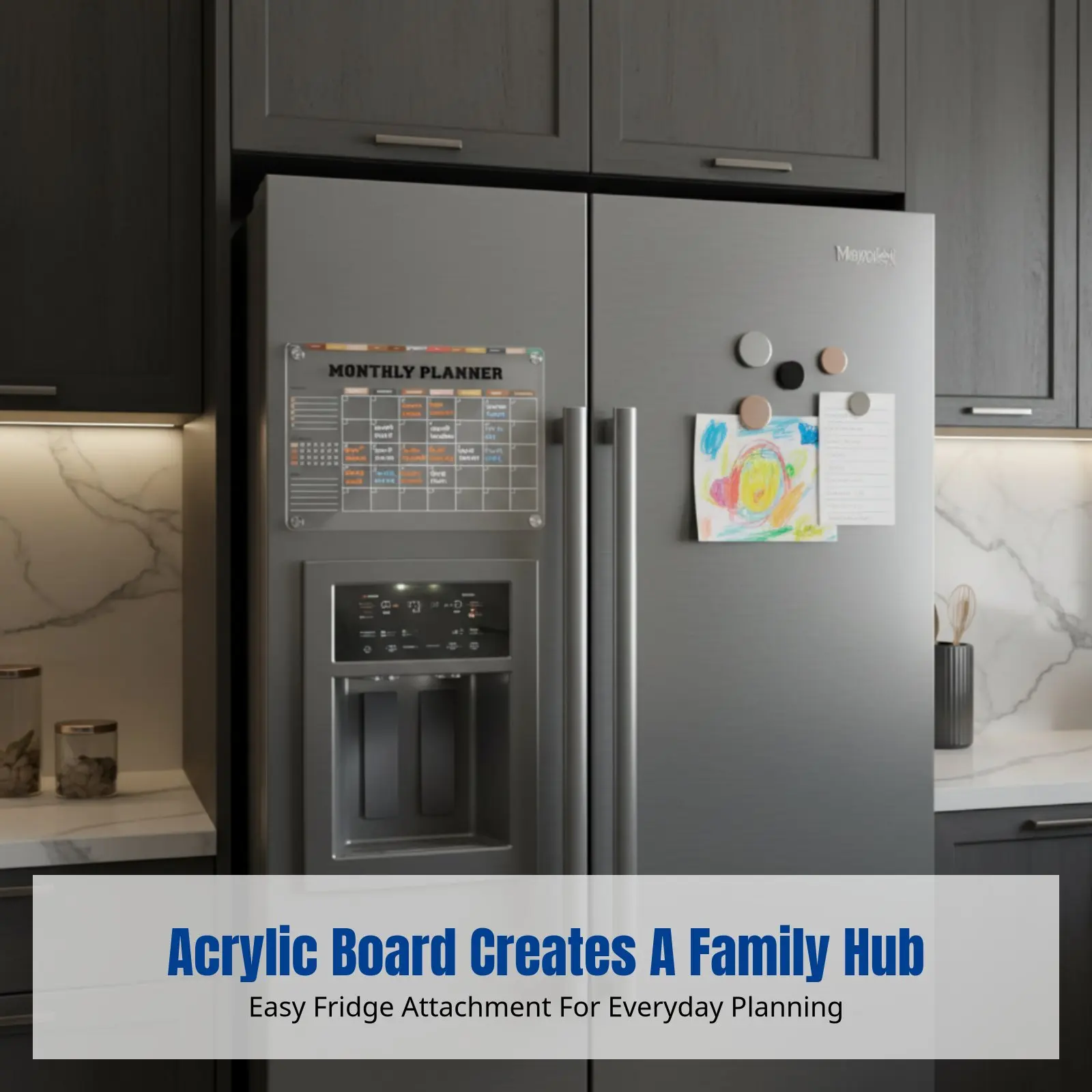 

Прозрачная магнитная акриловая доска для холодильника, стираемая доска для заметок, еженедельный и ежемесячный планировщик, организация домашнего пространства