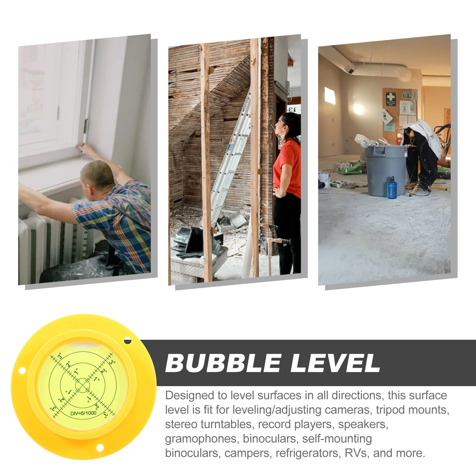 

Bubble Level Round Portable Base Compact Spirit Level for Rv Refrigerator Camper Tripod Speaker Surface Adjustment Tool