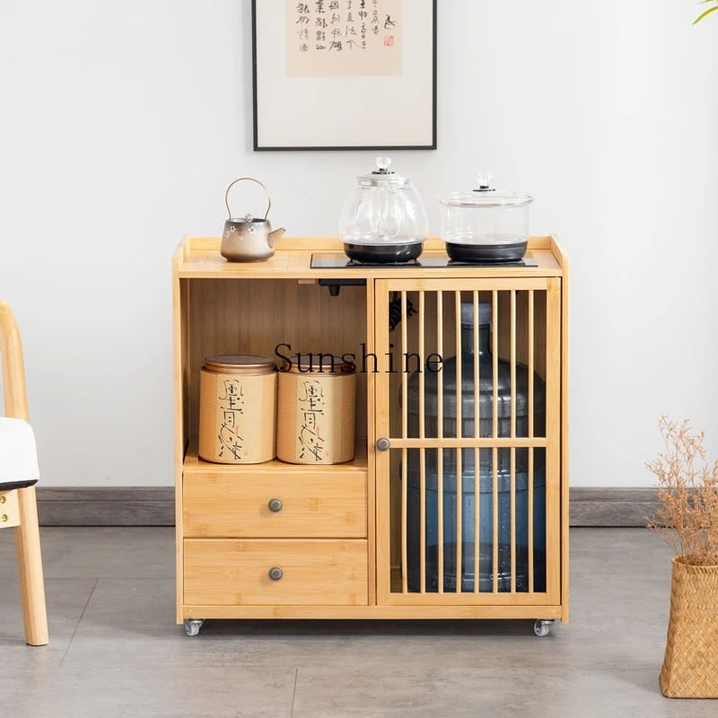 

The bucket under the mobile tea side cabinet is automatically filled with water and stored on the side.