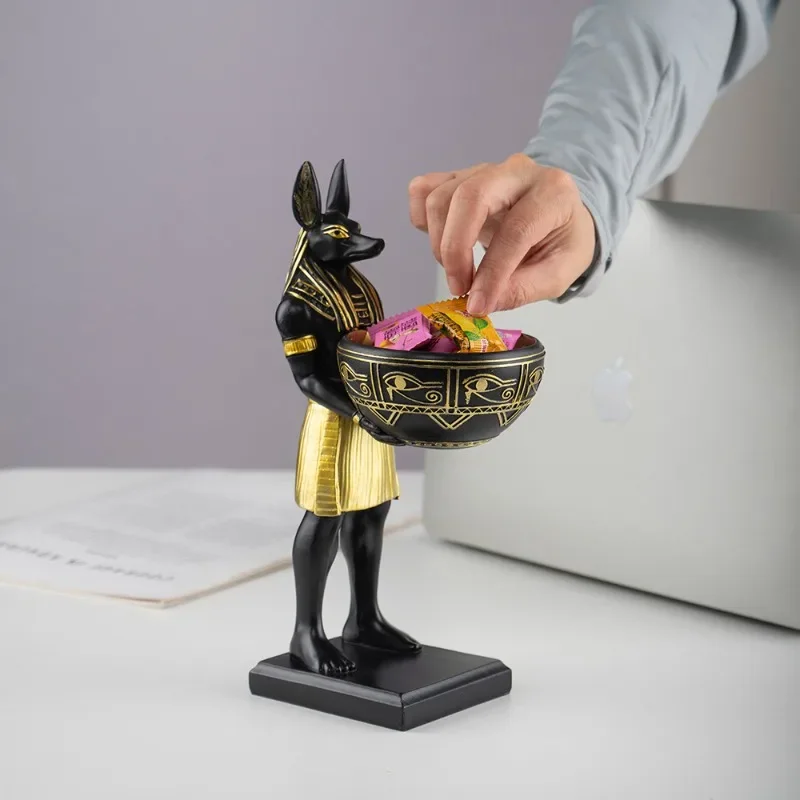 Anubis Storage Ornament Egyptian Style Crafts Home Office Desktop Resin Crafts Home Decoration Ornaments and Gifts