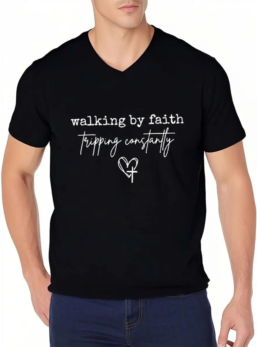 Walking by Faith Tripping Constantly シャツ、Walking by Faith Tripping Constantly Tシャツ レディース メンズ
