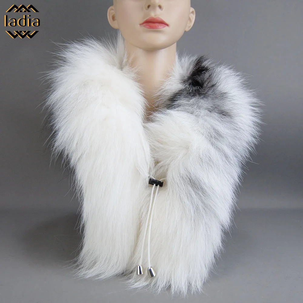 New Men Women Real Fox Fur Scarf Collar Scarves Wraps Good Quality Fur Ring Muffler Neck Warmer Fur For Down Coat Decor Scarves