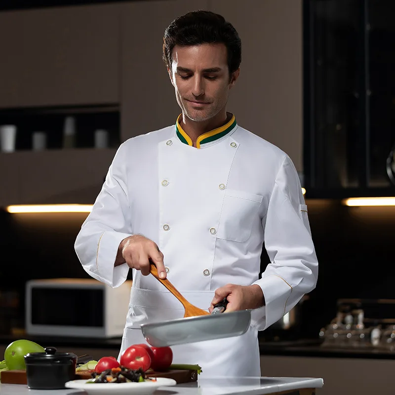 Uniforme de Chef de Restaurant occidental, tenue d'automne et d'hiver, restauration, hôtel, cantine, boulanger, magasin de gâteaux, vêtements de travail à manches longues