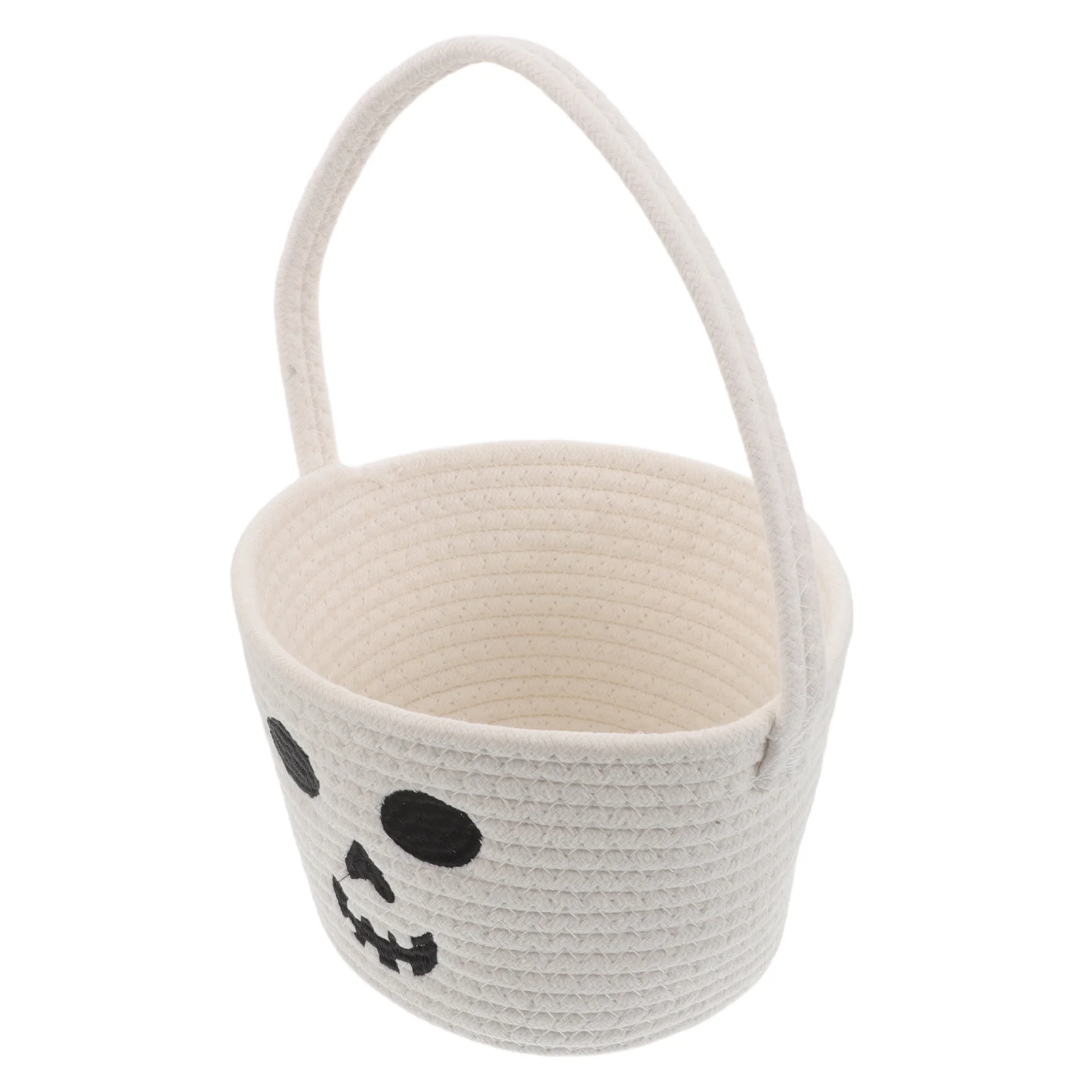 

Halloween Treat Bucket with Handle Large Capacity Cotton Rope Candy Pail for Party Favors Ghost Bucket
