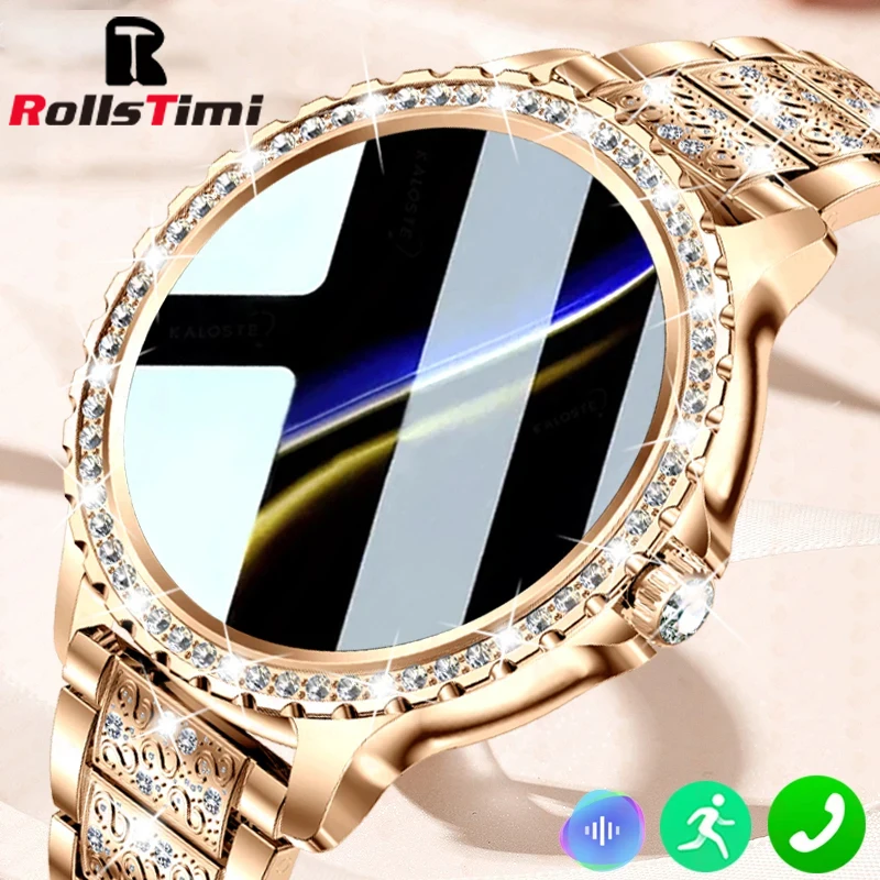 2024 New Smart Watches Women Gold Luxury Diamond Women Watch 24H Heart Rate Sleep Monitor Fitness Tracker Smartwatch Ladies Gift