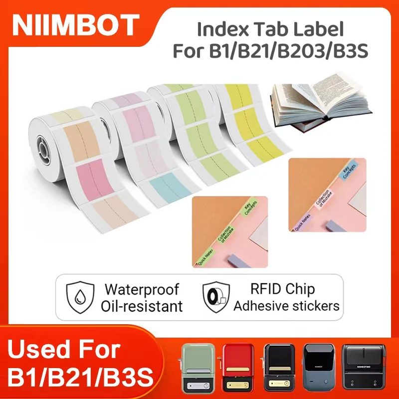 NIIMBOT index Smart Printer Thermal Label Stickers Colorful Label Sticker Waterproof Paper For B21 B3S B1 B203 Self-adhesive Tag