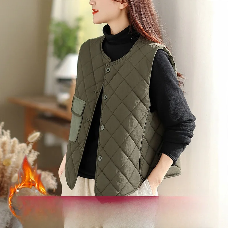 سترة قطنية مبطنة خفيفة الوزن وكبيرة الحجم للنساء Svel كاجوال Jaet Thiened ألياف البوليستر مستديرة Ne زر واحد