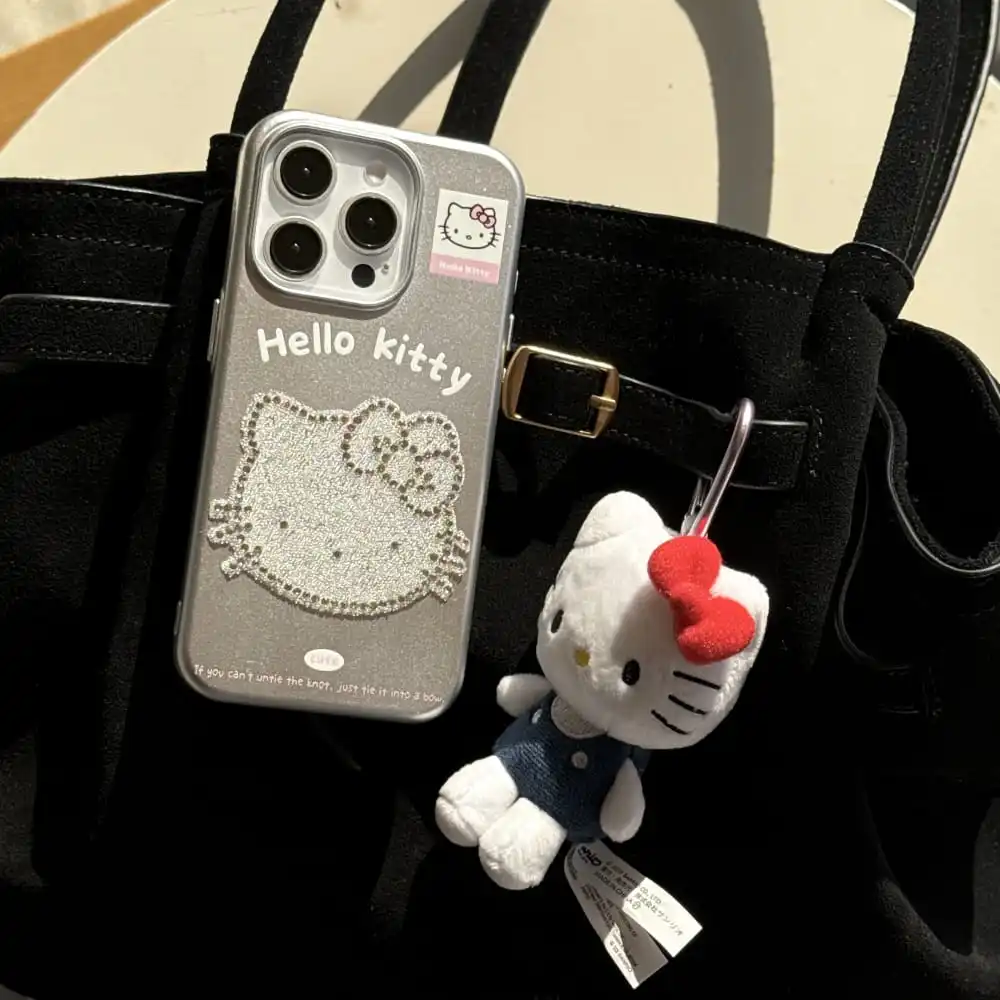 لطيف الكرتون أنيمي دور فلاش الماس مرحبا كيتي جراب هاتف آيفون 13 14 15 16 برو ماكس رائجة البيع المضادة للسقوط الغطاء الواقي