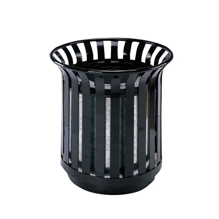 Large Wrought Iron Basket Trash Can Green Paint European Style Outdoor Garbage Bin