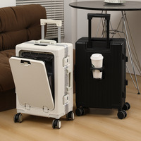 20 inch Carry on Luggage with Wheels Front opening Aluminum Frame Boarding Case Travel High Quality Portable Suitcase