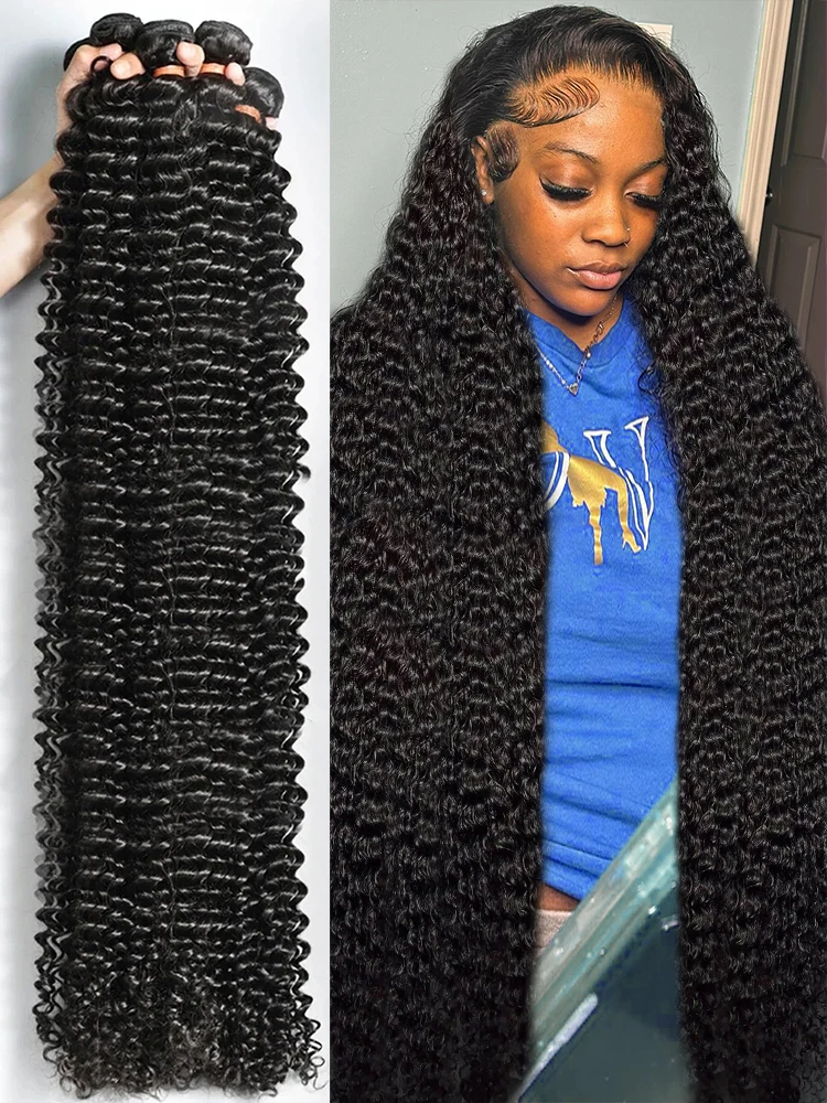 30 40 Inch Deep Wave 100% Human Hair Quick Weave Bundles 10A Brazilian Water Curly Raw Virgin Hair Bundles Extensions