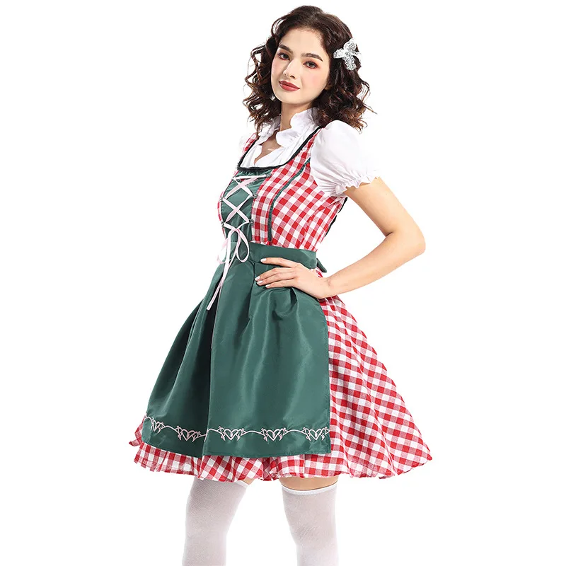 Vestido Dirndl Sexy para mujer con delantal verde, disfraces bonitos de Oktoberfest para niñas, Festival de la cerveza, camarera, mucama, Cosplay, Carnaval de Halloween