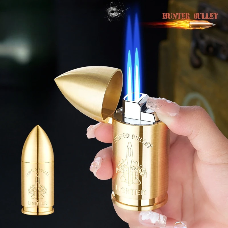 Metal Creative Bullet Sculpture Windproof Double Jet Flame Gas Torch Lighter Decoration Collection Cigar Lighters Gifts For Men