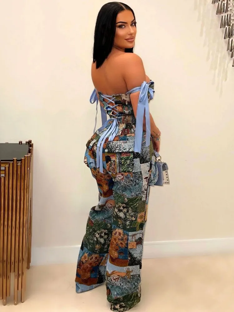 2 Piece Women Sets 2024 New Arrival Summer Matching Sets Print Two Pieces Sets Sleeveless Top And Pants Suits Outfits Clothing