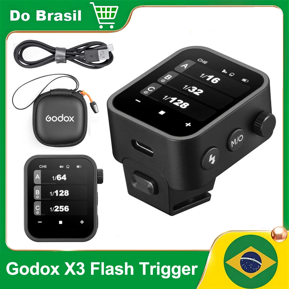 【Do Brasil】Godox X3 X3-C X3-S X3-N TTL HSS 2.4G Wireless Flash Trigger OLED Touch Screen Transmitter Quick Charge for Canon