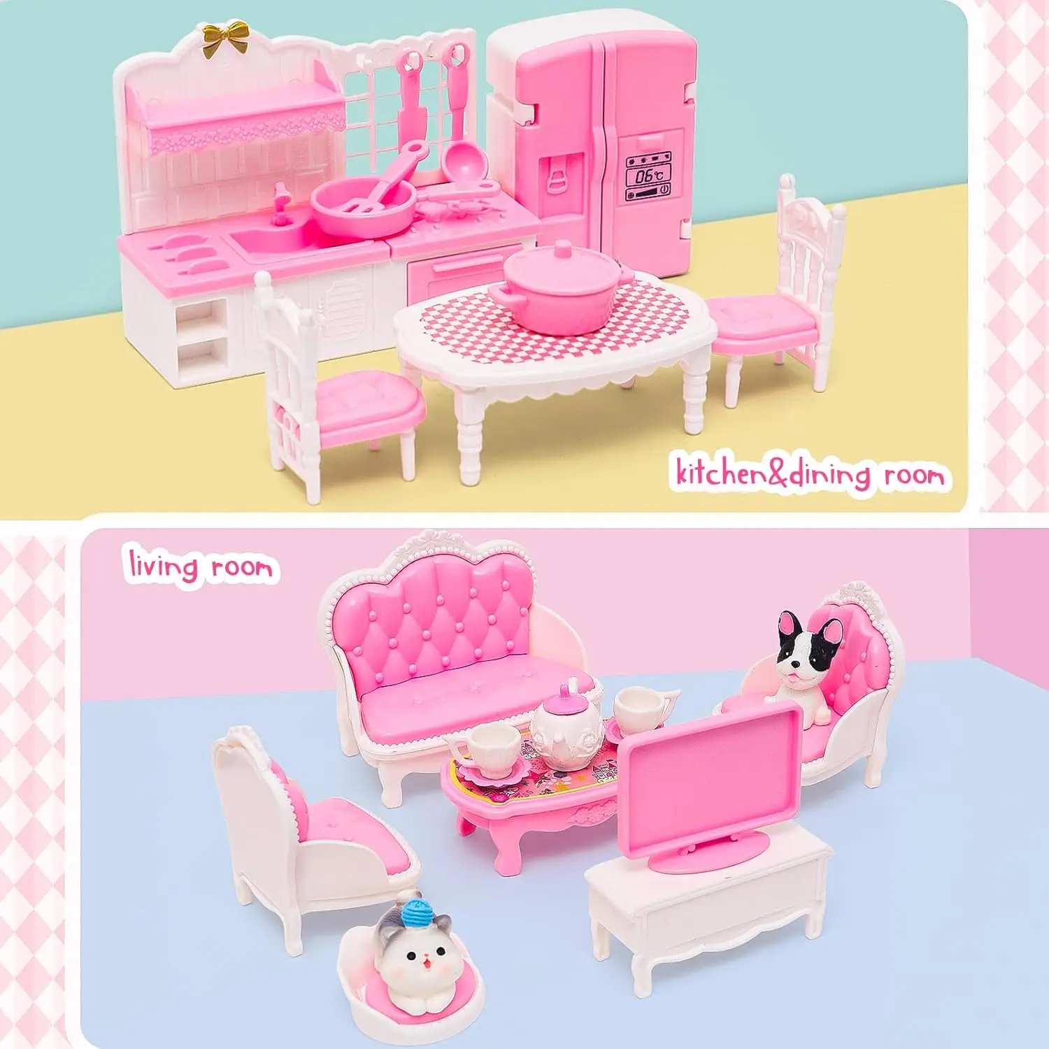 1:12 Casa delle bambole Camion dei gelati Lettino Simulazione Scena in miniatura Display Dessert Auto Letto a castello Bagno Cucina Giocattolo per ragazza