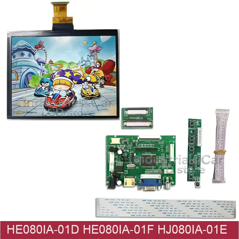 Original 8 Inch LCD Display Screen HE080IA-01D HE080IA-01F HJ080IA-01E 1024*768 ips HD Display HDMI VGA 2AV Control Driver Board