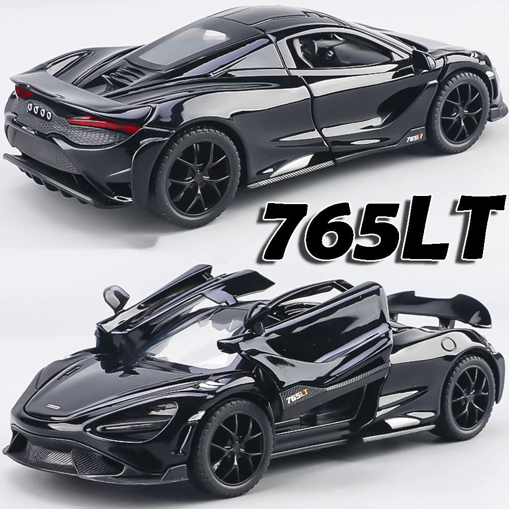 1:32 미니어처 765LT 세나 모델 슈퍼카 장난감 합금 다이캐스트 사운드 라이트 도어 오픈 풀백 스포츠카 어린이 인터랙티브 장난감