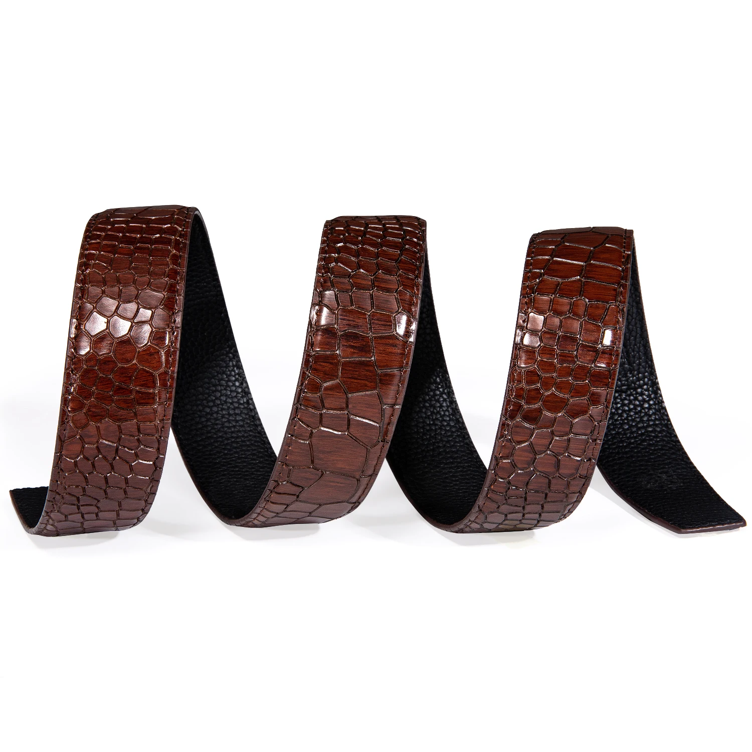 3.5cm Wide Cowskin Genuine Leather Belts for Automatic Buckle Luxury Crocodile Belt without Buckle Red Blue Green Leather Belts