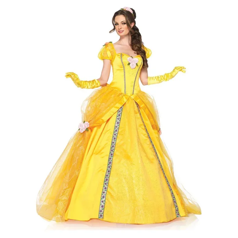 Belle Costume Adult Women Halloween Costume Cos Belle Princess Dress Adult Belle Masquerade Costume