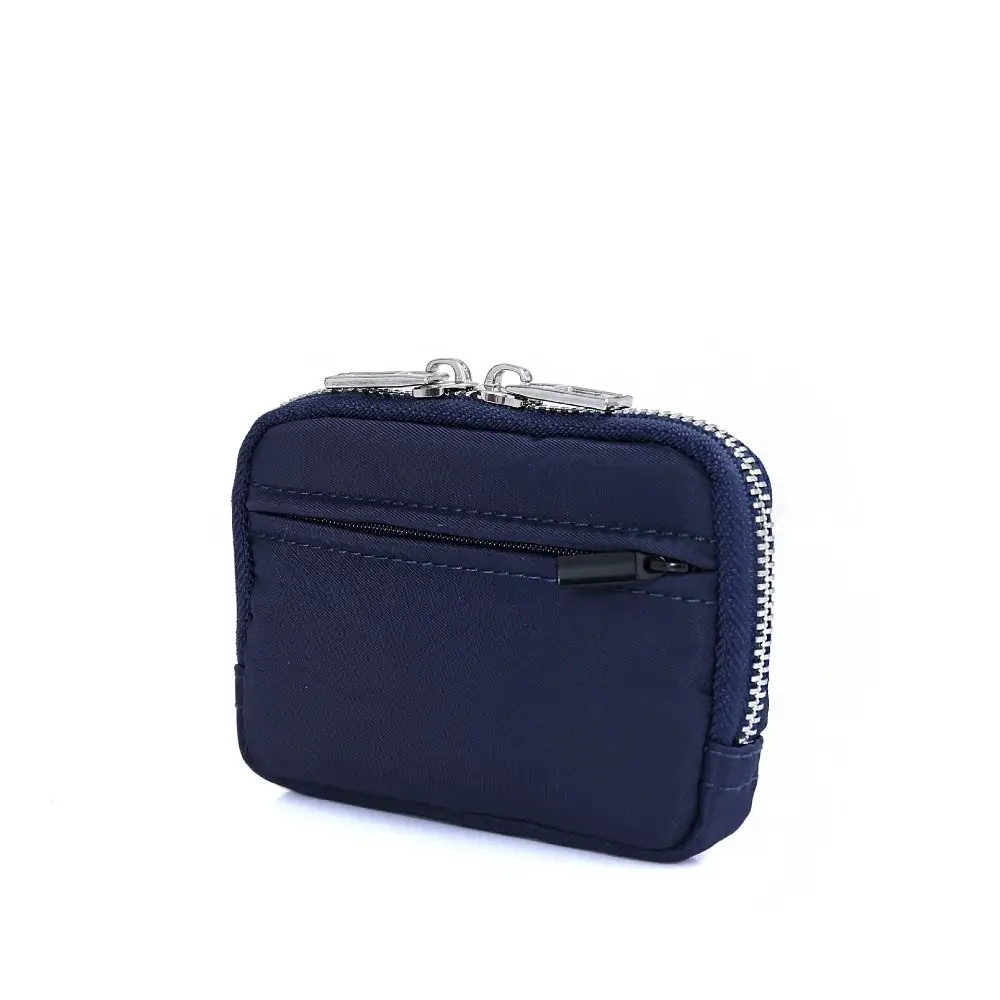 Portable Nylon Coin Purse Card Holder RFID Anti-theft Men Wallet Bank Card Organizer Zipper Pouch Mini Earbuds Storage Bag