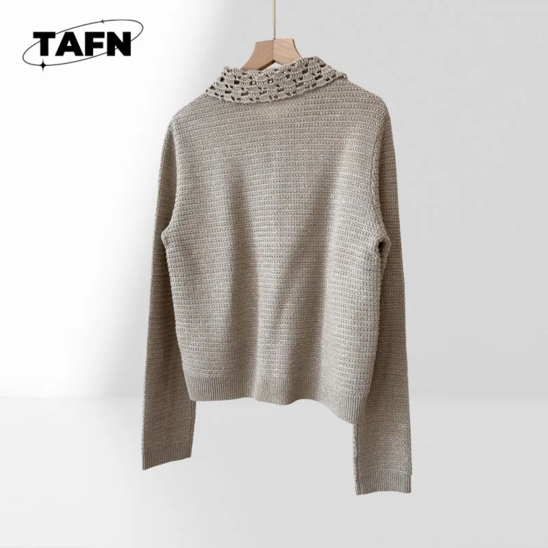 25  Cashmere Warm Leisure Women's Sweater Trendy Simple Beautiful Exquisite Color Matching Beautiful 55% WOOL 45%LINEN