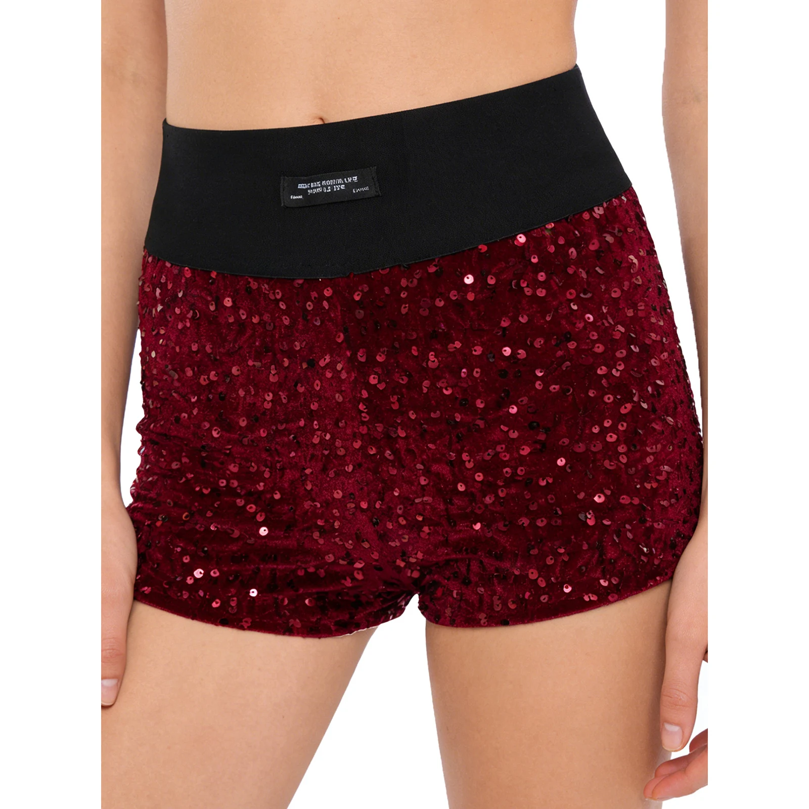 أزياء المرأة الترتر الغنيمة السراويل عالية الخصر مطاطا واسعة حزام السراويل الساخنة مهرجان الموسيقى الهذيان حزب كلوبوير