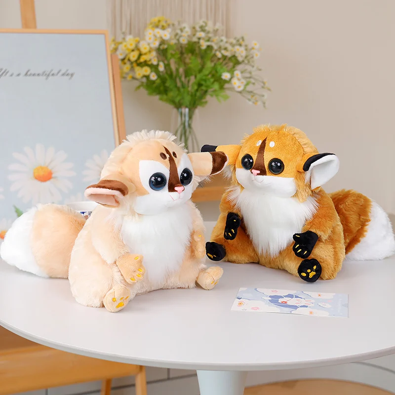22cm Eulemur Fox Like Real Wild Animal Doll Plush Toy Sitting Grey Yellow White Brown Plushie Birthday Present