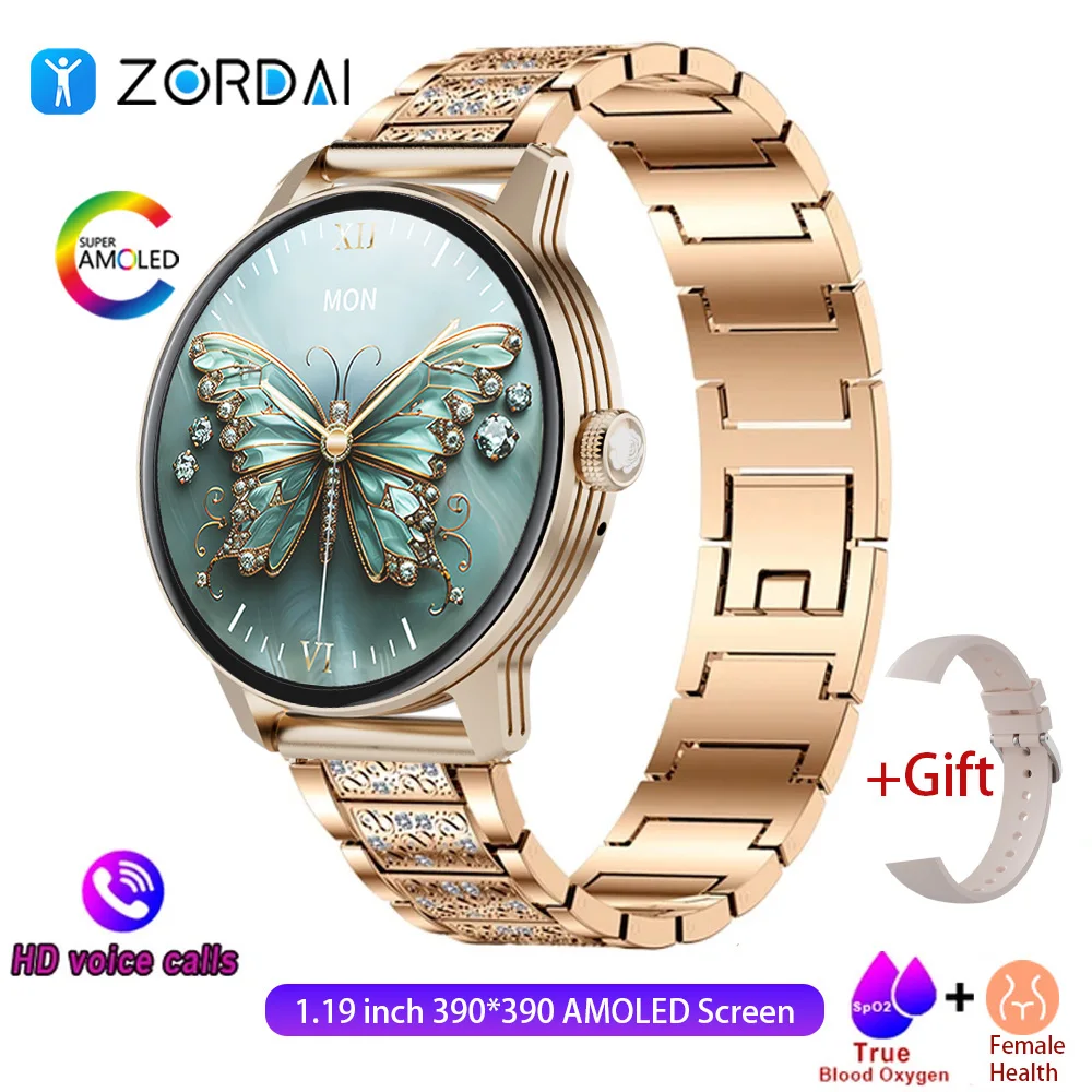 

Zordai OD9 AMOLED Fashion Smart Watch For Lady Bluetooth Call Blood Pressure Custom Dial Sport Bracelet Waterproof Smartwatch