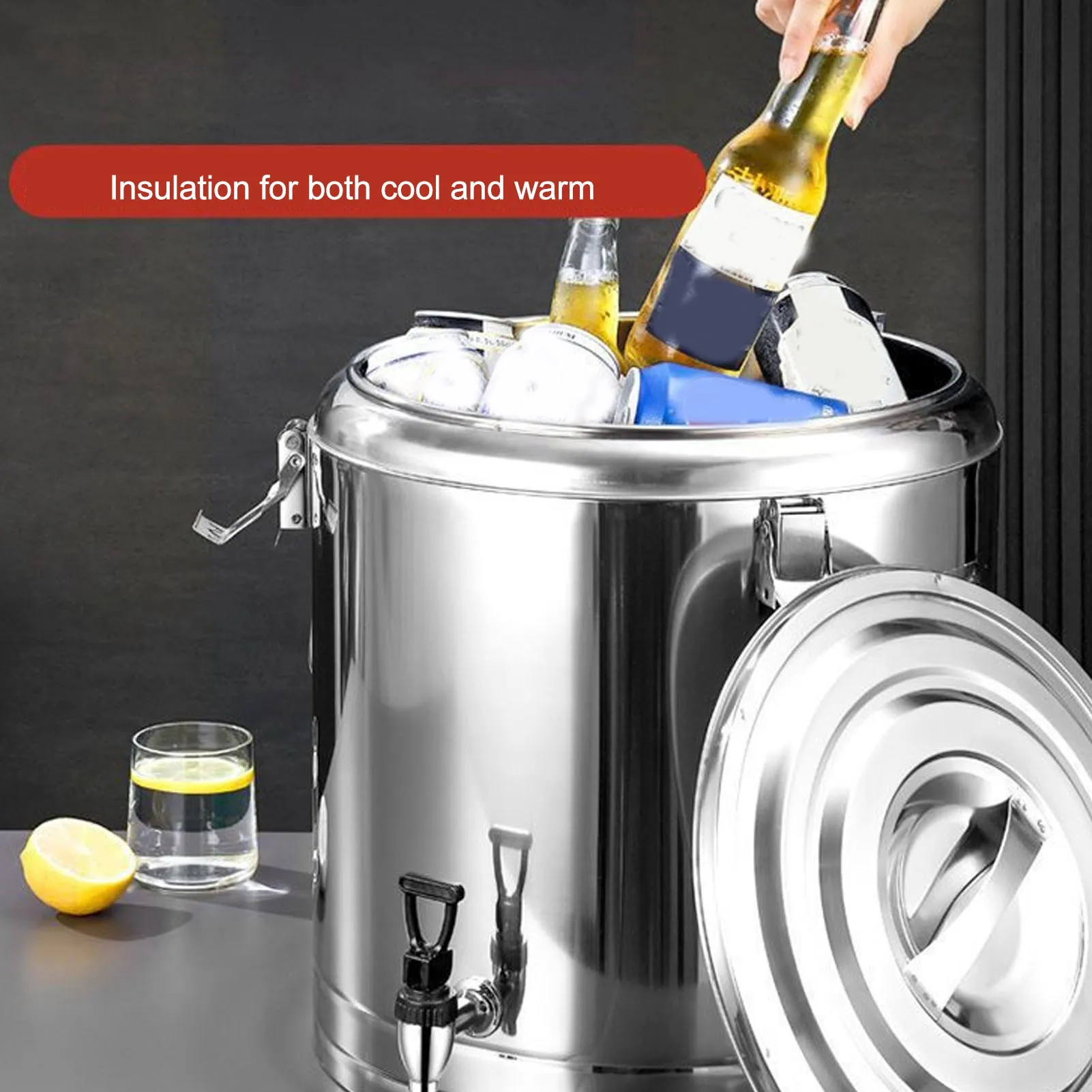 10L Insulated Beer Bucket With Faucet Stainless Steel Drink Bucket Large Capacity Beverage Dispenser For Kitchen Bar