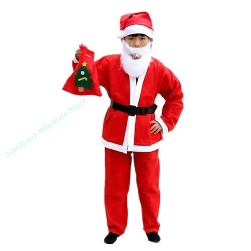 R7UF 5pcs/Pack Kindergarten Mädchen Jungen Weihnachts -Outfit Langarm Bart Santa