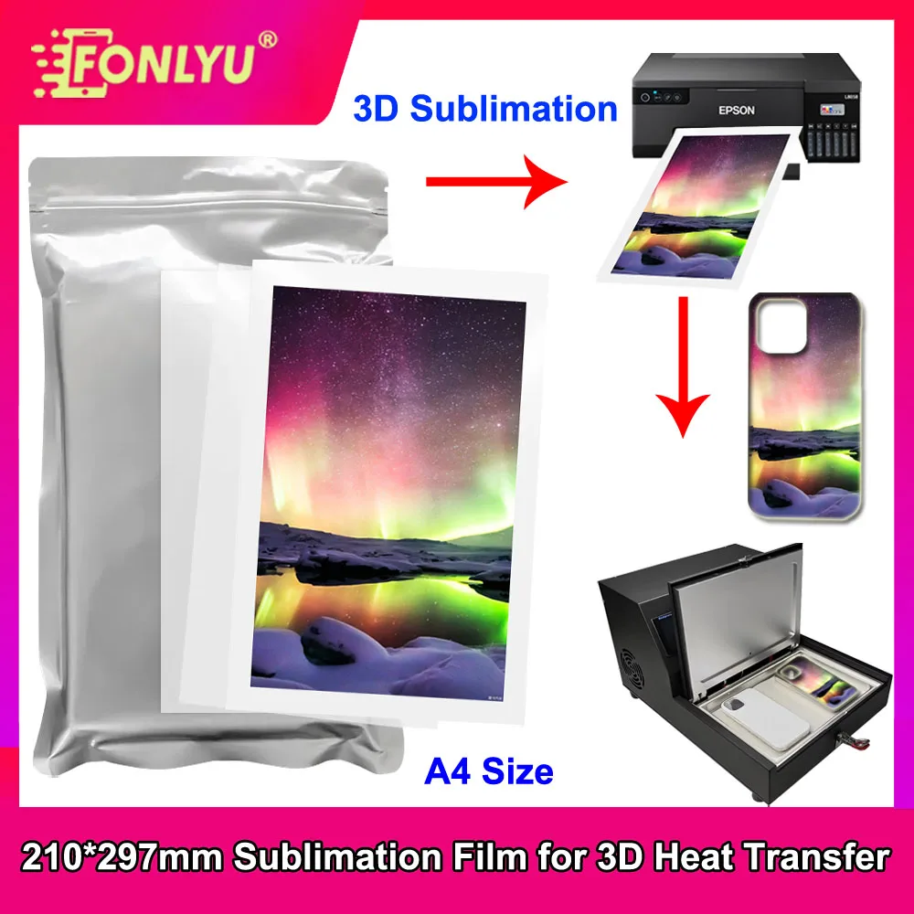 

Сублимационная пленка FONLYU A4, размер 210*297 мм для чехлов для телефонов «сделай сам», чехол для вакуумной теплопередачи, 3D-принтер