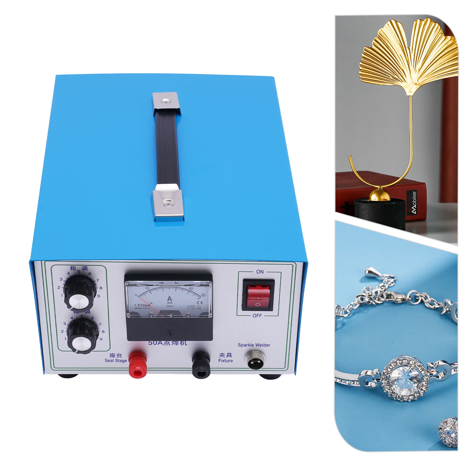 Welder 50A 110V/220V Jewelry Spot Pulse Sparkle Spot Welder Portable Spot Welding Machine with Handle Tool for Gold Silver