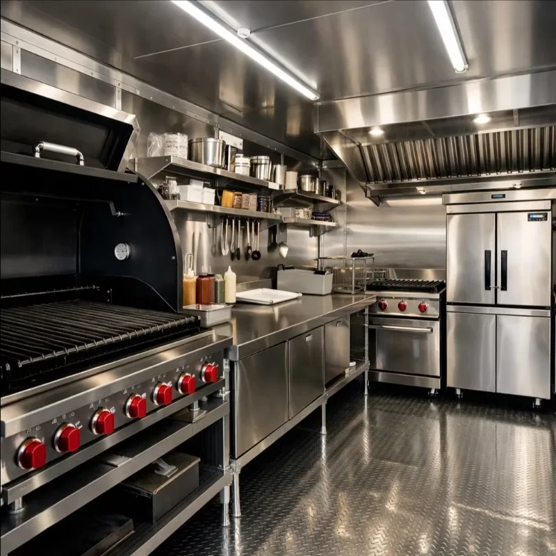 Customized High Quality Food Cart Mobile BBQ Trailer Coffee Truck Ice Cream Cart Fast Food Trailers Fully Equipped With Grill